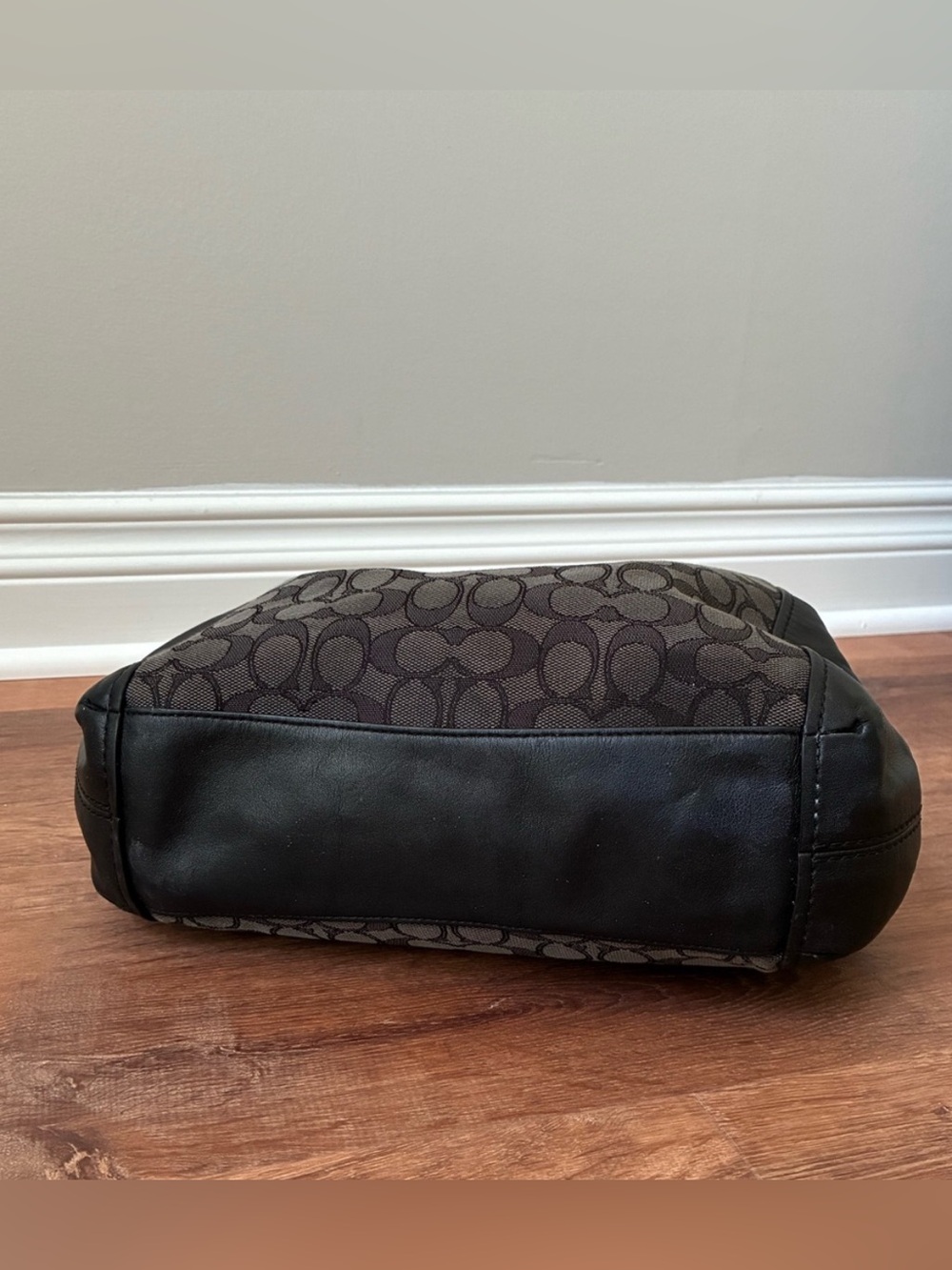 Coach Black Signature Canvas and Leather Hobo Shoulder Bag - Picture 14 of 15
